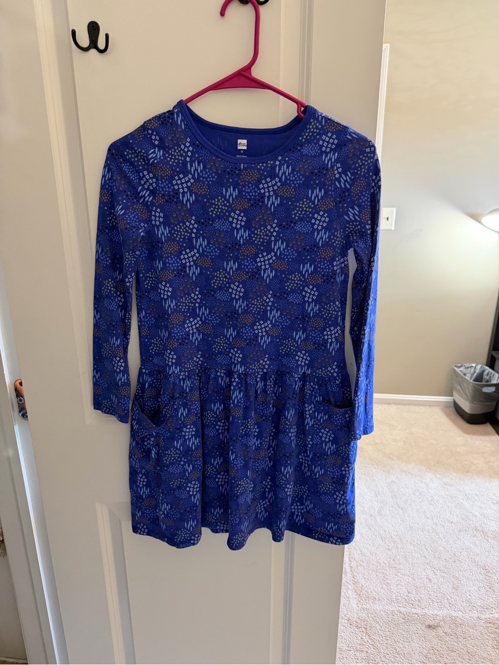 Tea Collection Indigo Floral Long-Sleeve Knit Dress